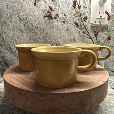 3-VINTAGE McCOY COFEE CUP Yellowish BROWN Made In USA
