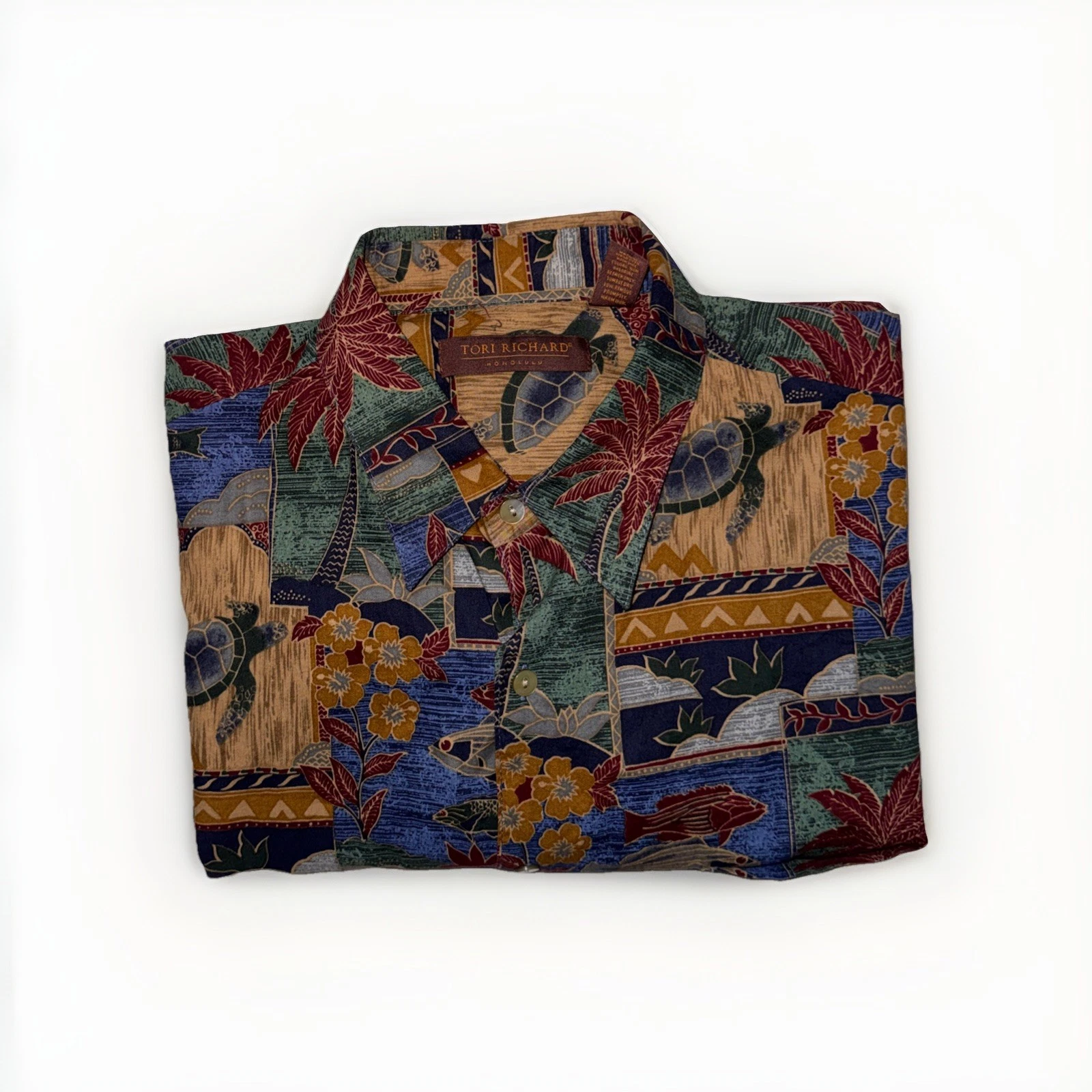 VTG Tori Richard Hawaiian Shirt All Over Print Men's XL patchwork design
