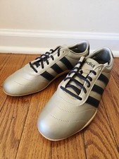 Adidas Zapatilla Metálica Plateada con Rayas Negras Zapatos Mujer Talla US 7