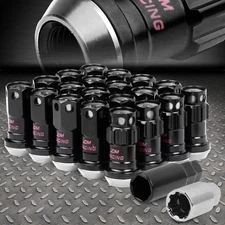 CLOSED END SILVER ALUMINUM SPLINE 16 WHEEL LUG+4 LOCK NUT+KEY M12X1.25 22MMx45MM