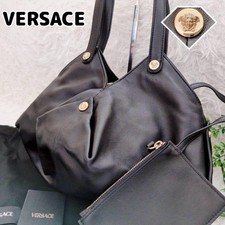 Borsa a tracolla Versace Protea in pelle nera Medusa Gold Hardware Pouch 78