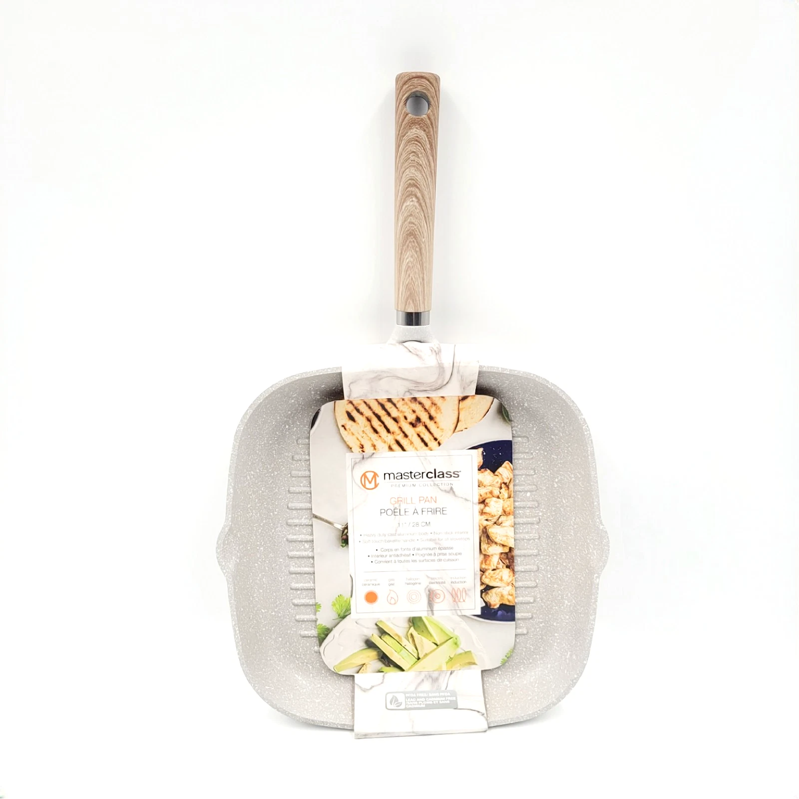 Masterclass Premium Cookware Square Grill Pan 11" Beige Speckle NEW