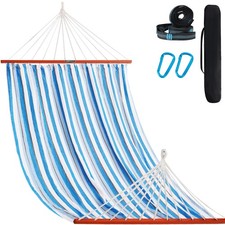 Lazy Daze Hammocks Cotton Fabric Double Hammock with 55" Spreader Bar, Portab...