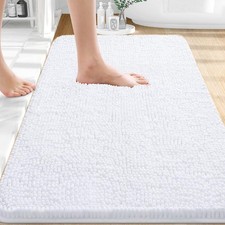 OLANLY Bathroom Rugs 32x20, Extra Soft Absorbent Chenille 32" X 20", White