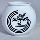 VTG (MCM) Hocking Vitrock Fire King Grease Jar White Black Circle (1940s) GLOW
