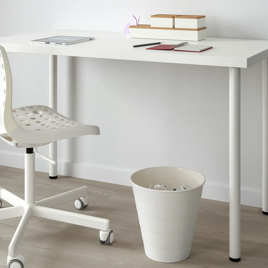 Cubo de basura de plástico blanco y negro de 3 galones FNISS para baño cocina Foto 2 de 4