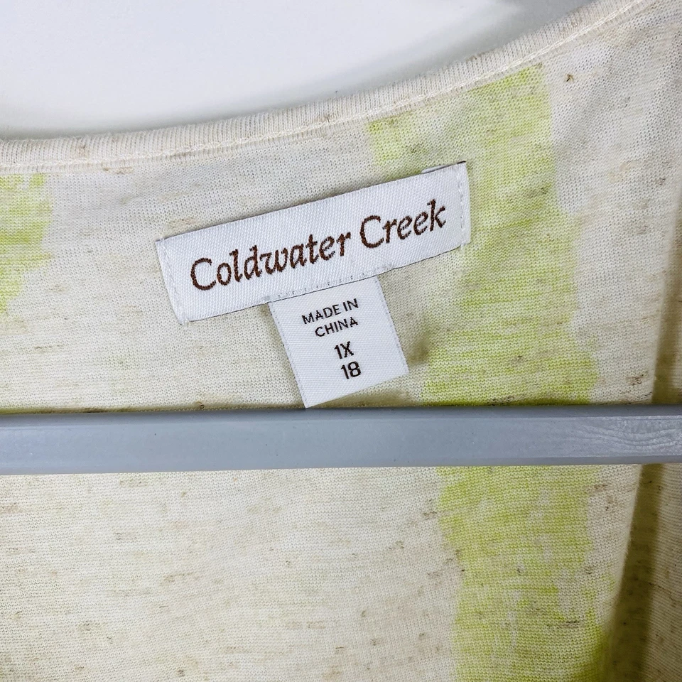 Camiseta sin mangas Coldwater Creek talla grande 1X 18 de gasa en capas verde crema Foto 4 de 4