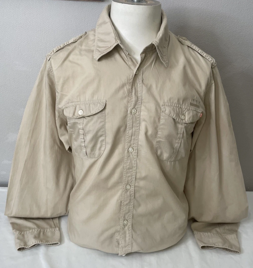 Hugo Boss Trekking Shirt Beige Cotton Hiking Outdoor Retro Size Large
Opens in a new window or tab
