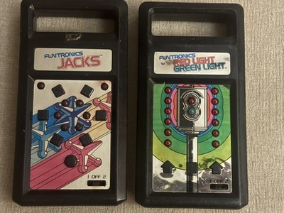 1979 2-Mattel Funtronics JACKS & RED LIGHT GREEN LIGHT Electronic Handheld Games