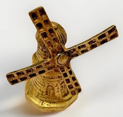 Vintage Mid Century Solid Brass Windmill Dutch Paperweight Small MCM Deco Vanity
