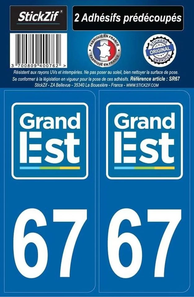 ADHESIFS REGION DEPARTEMENT 67 GRAND EST X2 - Photo 1/1