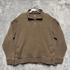 Untuckit Sweater Mens 2XL Brown Verzaro 1/4 Zip Waffle Knit Pockets Cotton Blend