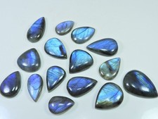 327Cts.Natural Labradorite Blue Flash Pear Cabochon Loose Gemstone 15Pcs Lot