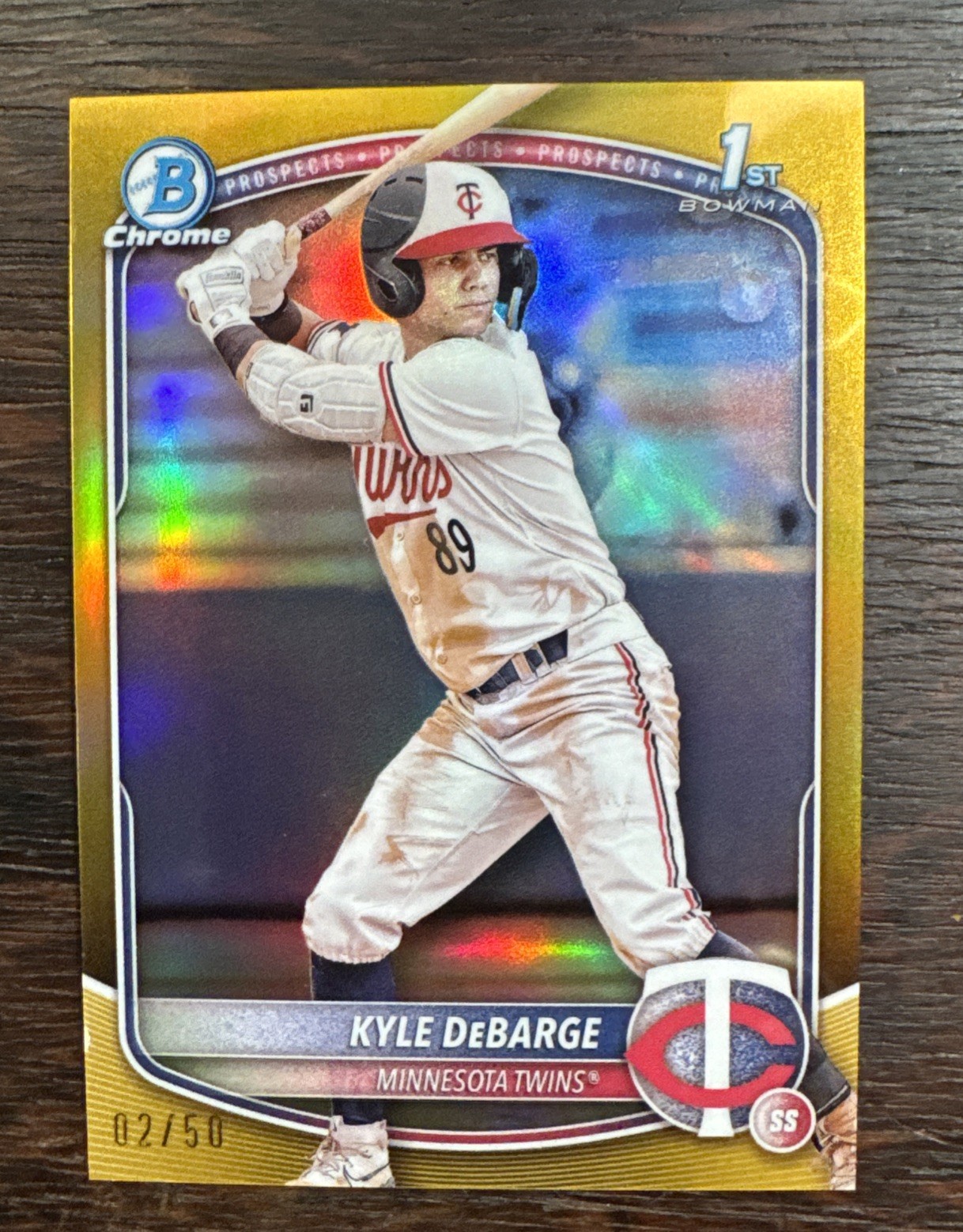 2025 Bowman Chrome Prospects 1st Bowman Kyle DeBarge #BP-139 Gold 02/50