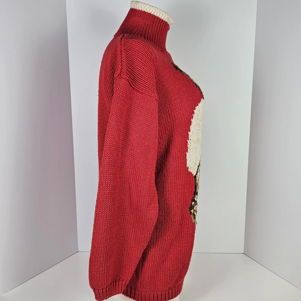 The Eagle’s Eye Sweater Women’s M Red Knit Bear Patriotic Flag Hand Knit Vintage - Image 4 of 4