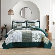 Abreeze Patchwork Quilt Set Bedspread Queen Size Bedding - Reversible