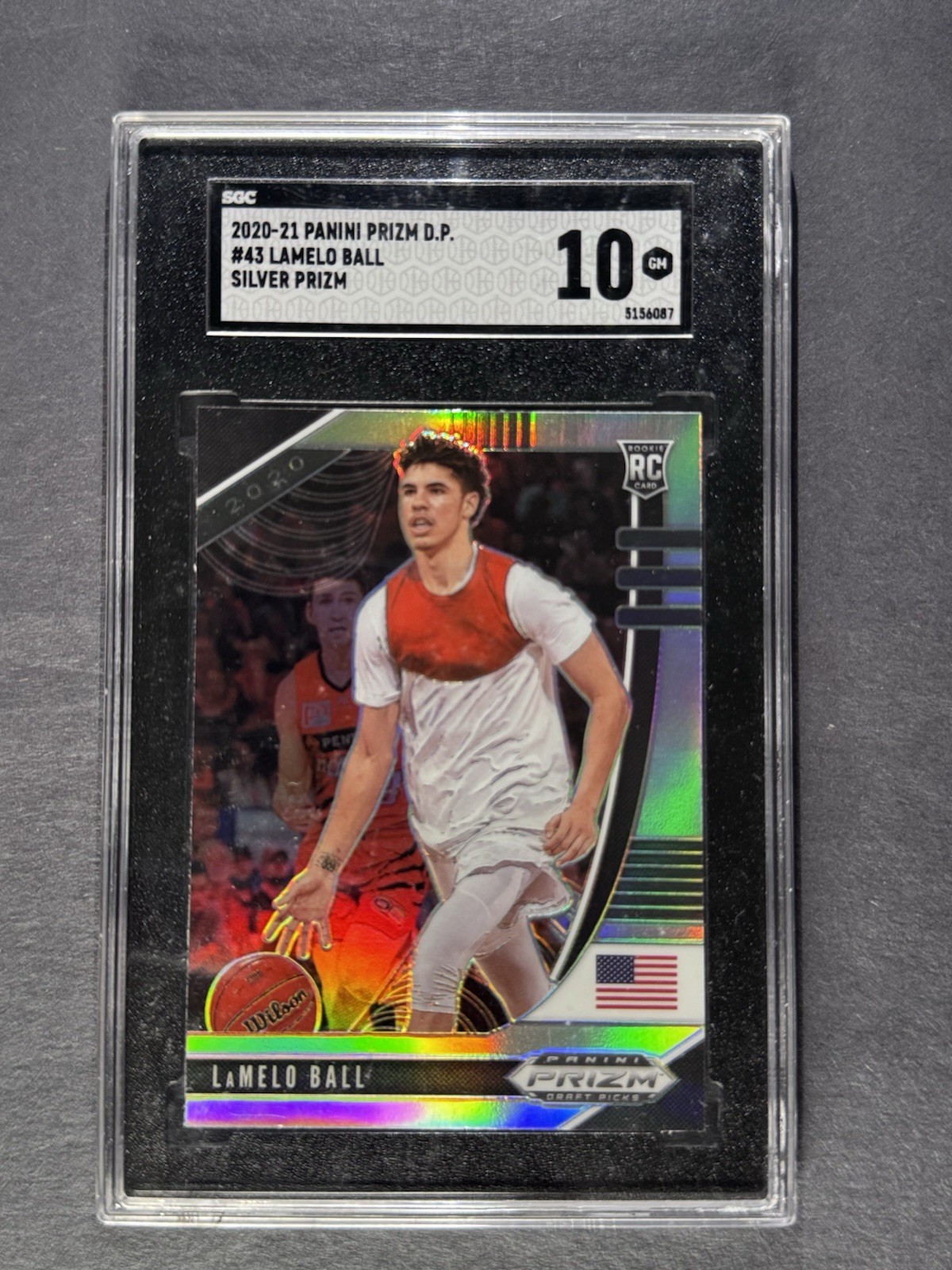2020-21 Panini Prizm Draft Picks Collegiate LaMelo Ball RC Silver #43 SGC 10