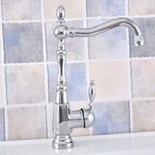 Chrome Square Bathroom Kitchen Bar Vessel Sink Swivel Faucet Mixer Tap ssf645