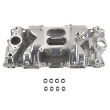 Polished Aluminum Dual Plane Air Gap Intake Manifold for SBC Chevy 350 400 57-95