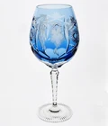 Nachtmann Traube Aqua Blue Cut to Clear Crystal Red Wine Balloon 9.5" Signed