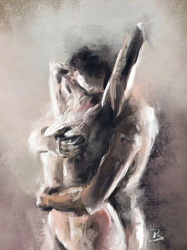 Couple Kiss Hug Abstract Canvas Painting Sexy Lovers Poster Canvas Mural Decor - Picture 8 of 13