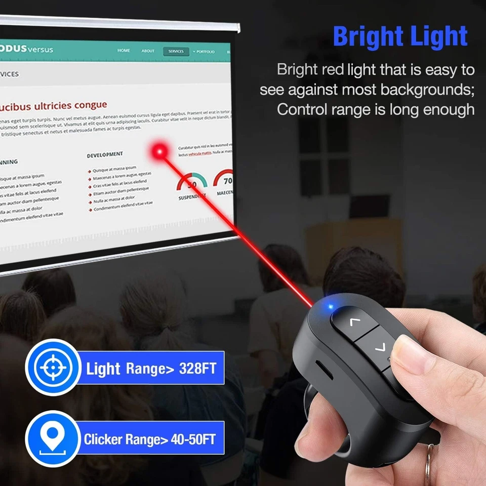 RING Presentazione Clicker Presentatore Wireless USB Powerpoint Clicker Telecomando - Immagine 3 di 4