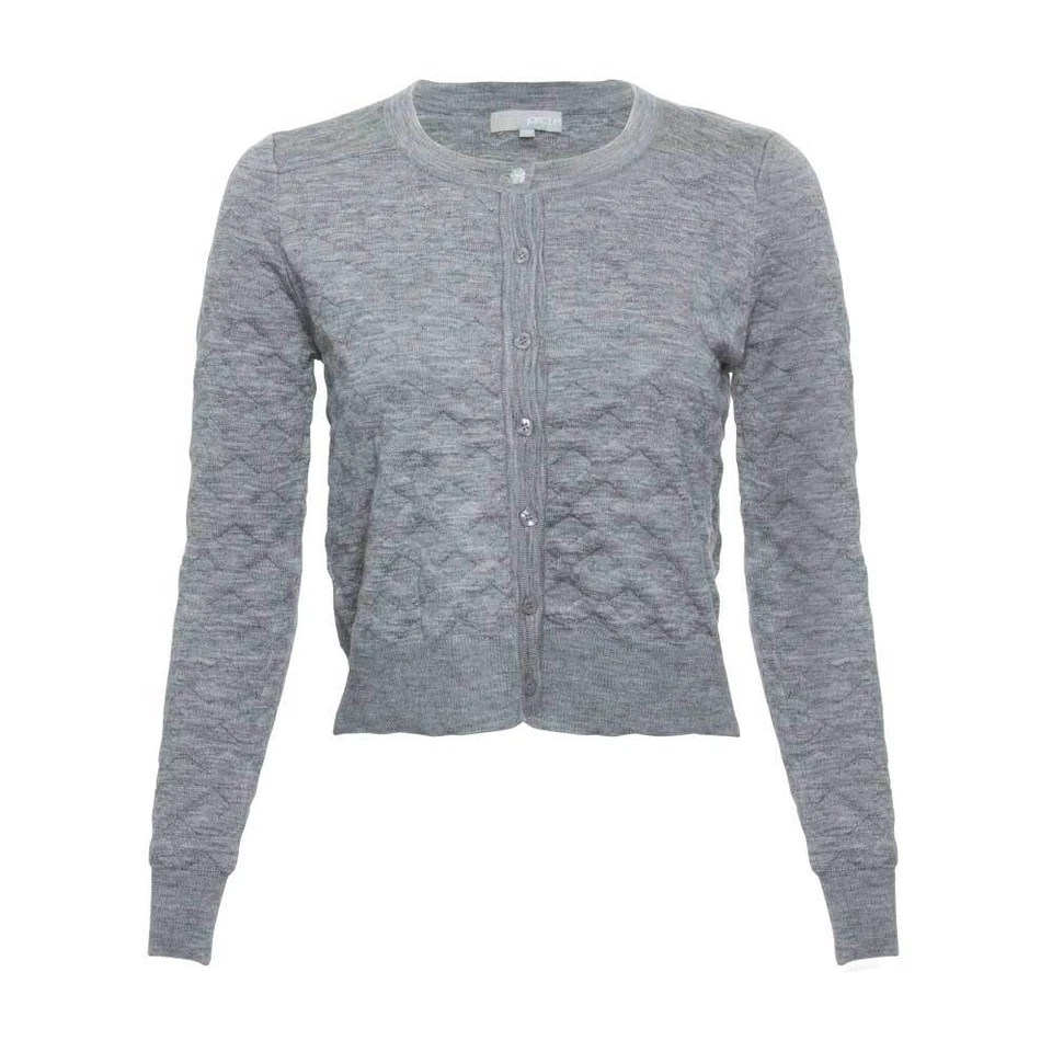 Women's Light Gray Diamond Pattern Cropped Cardigan Sweater Top. NWT! Ship Free!