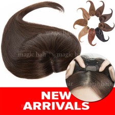THICK Clip in Hairpiece 100 Human Remy Silk Base Toupees Hair Piece Topper 130 