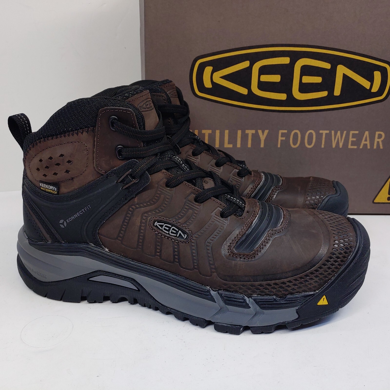 Scarpe da lavoro Keen Kansas City + taglia 9 D punta di sicurezza SR EH marroni 1026357