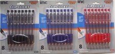 COMFORT GRIP CLIP CLICK BALL POINT PENS Medium 8/Pk SELECT Black Blue Red or All