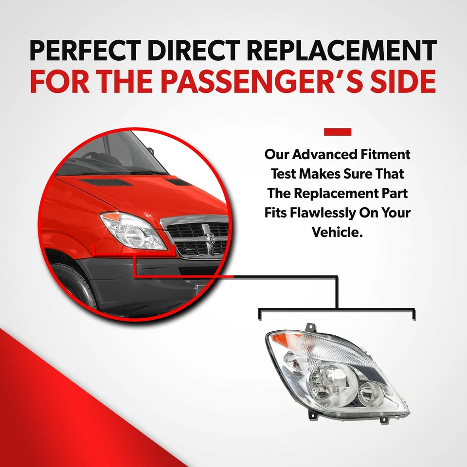 For 07-09 Dodge Sprinter 2500 3500 Headlight Assembly with New Bulb Passenger Foto 4 de 4