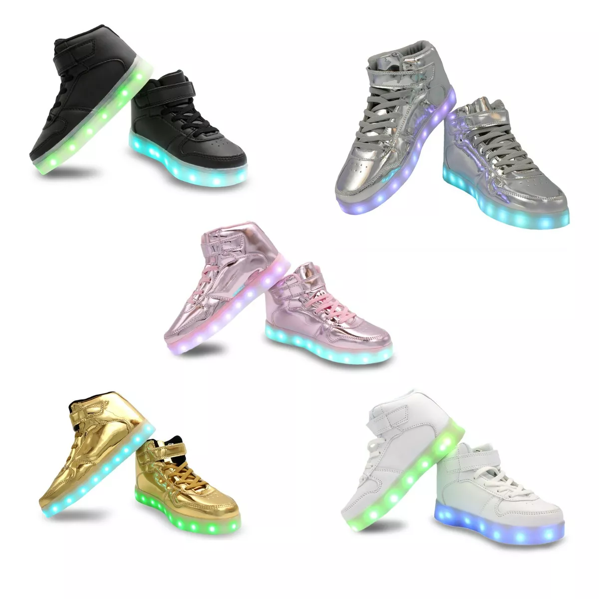 Kids LED Light Up Sneakers High Top Shoes
