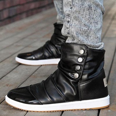 NUOVA linea uomo Rock Stivaletti High Top Punk MOTOR Biker Sneaker Pull On  Scarpe Casual | eBay