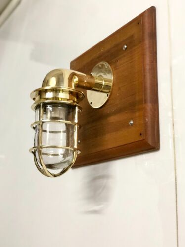 90 Degree Wall Mount Antique Style Brass Swan Marine Sconce Light Fixture - Picture 1 of 7