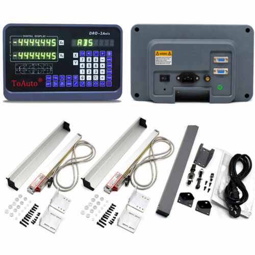 2 Axis Digital Readout DRO Display 8" 38" Linear Scale Kit Encoder Mill Lathe US - Afbeelding 1 van 8