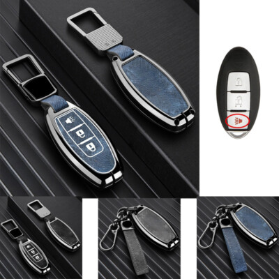 Zinc Alloy Leather Car Key Fob Cover Case For Nissan Qashqai Pathfinder Tiida