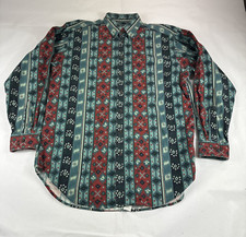 Vtg Woolrich Aztec Western Shirt Mens L Cowboy Made in USA Geometric Navajo Y2K