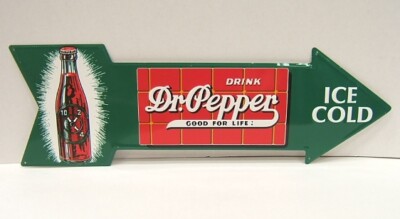 Dr. PEPPER großes Metallschild PFEIL -- Trinken Sie eiskalt Doktor Pfeffer - gut fürs Leben