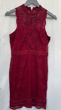 Topshop Claret Lace Sleeveless Dress Size 10 Nylon Blend Women's