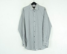 ETON Formal Mens Shirt 16" Size 41 Check Plaid Button Up Casual Single Cuffs
