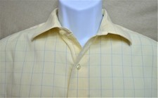 Club Room Men's Dress Shirt Sz16 Long Sleeve Yellow w/ Blue checks