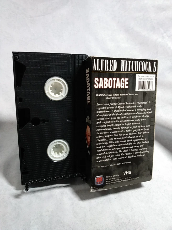 Alfred Hitchcock VHS 4-Pack: THE 39 STEPS, MAN WHO KNEW TOO MUCH, SABOTAGE - Image 4 of 4