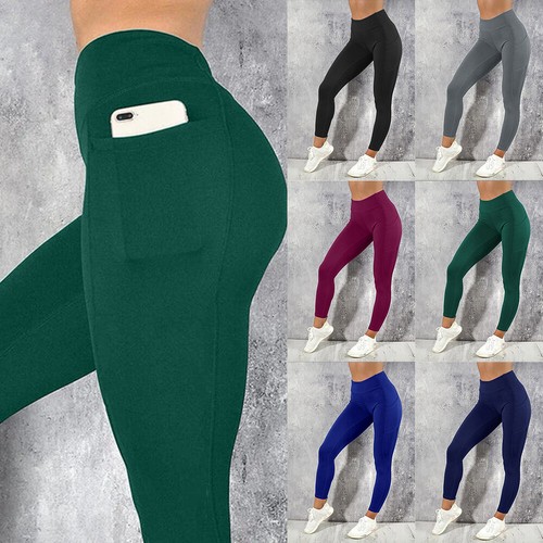 Women High Waist Gym Leggings Pocket Fitness Sports Workout Running Train Pants