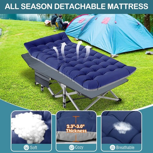 NAIZEA Cuna de Camping de Gran Tamaño 78x32x18 pulgadas XXL Cama Plegable con Colchón Bolsa de Transporte - Imagen 5 de 48