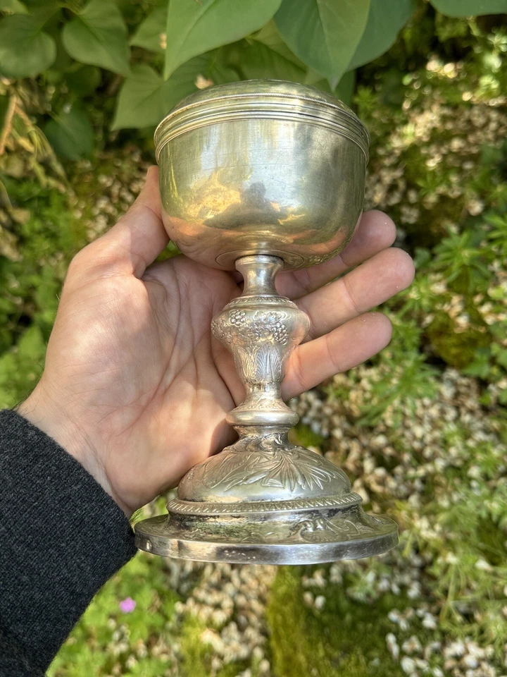 Ciboire Argent Massif & Orfevrerie Sacrée & Fin 19 Eme & Minerve & Prêtre - Photo 3/4