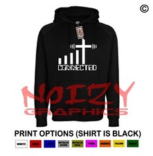 Connected Cross Christian Hoodie Black Sweatshirt Jesus Religious Rock Worship