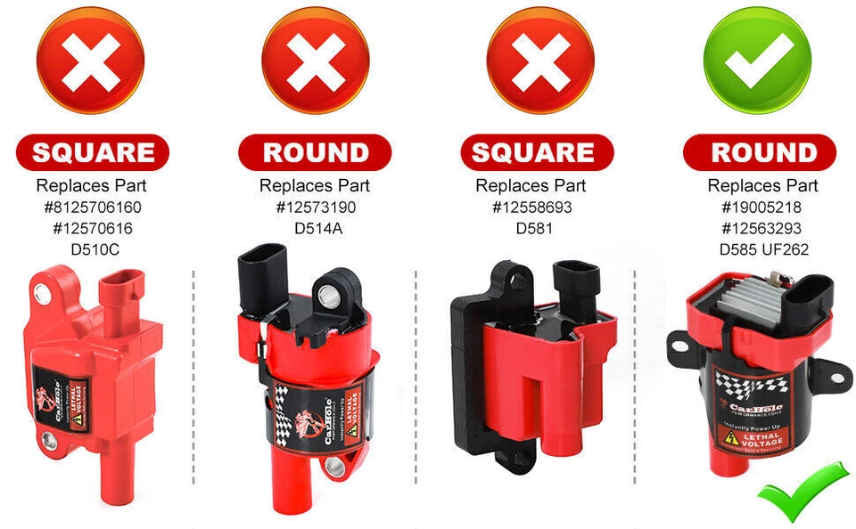 Juego de 8 bobinas de encendido redondas UF262 para Chevy GMC Silverado 1500 2500 Tahoe Suburban Foto 3 de 4