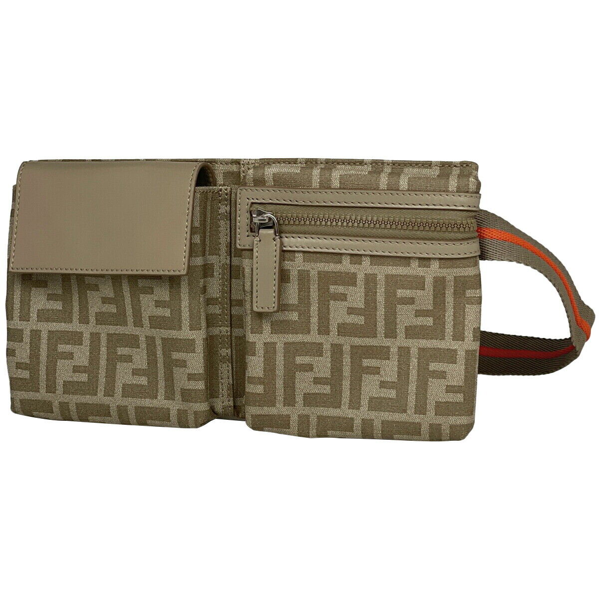 Fendi Zucca Pattern Waist Bag Body Coated Canvas Beige Fendi Zucca Pattern Waist Bag Body Coated Canvas Beige