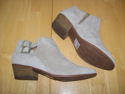 New Clarks Brand Spye Astro Sand Suede Low Heel Boots Booties Women's size 8.5