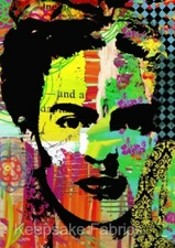 Frida Kahlo Collage Art Fabric Crazy Quilt Block FrEE Shipping (F2